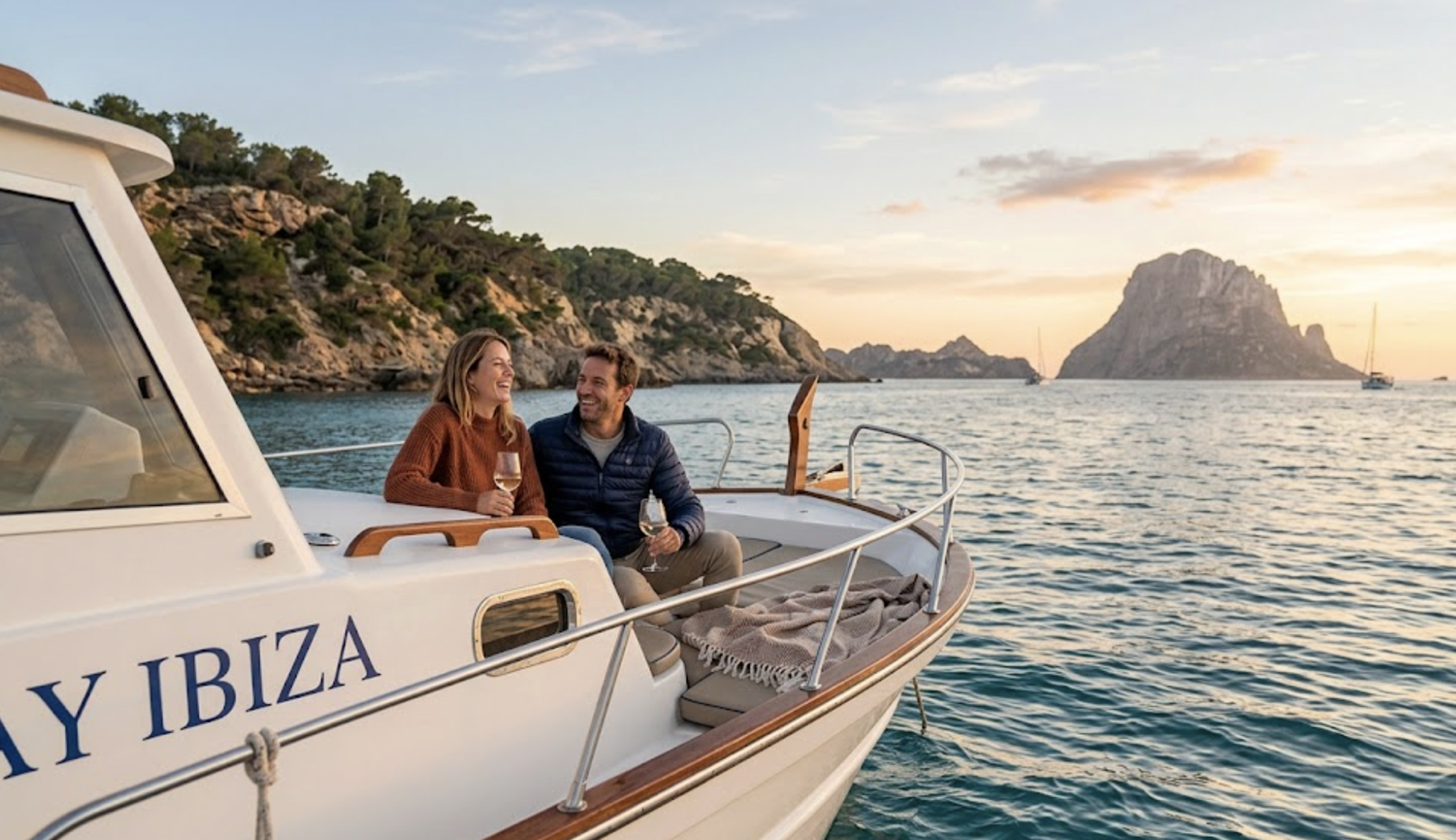 Barco en Ibiza en Otoño